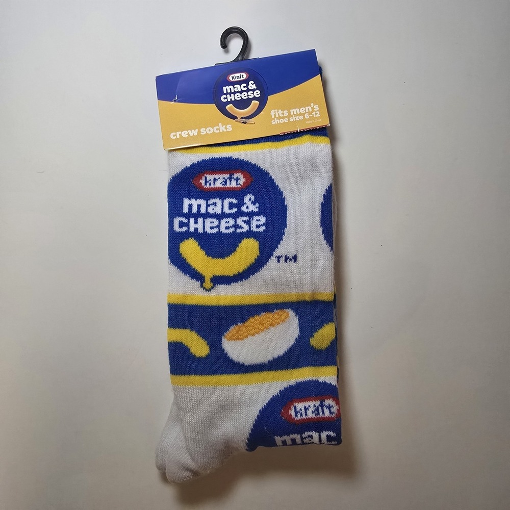 Kraft Mac & Cheese Odd Sox Crew Socks Men's 6-12 NWT Novelty Food Blue Yellow